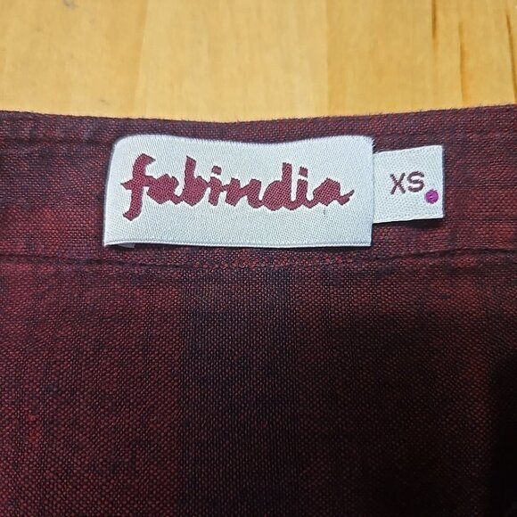 Fabindia Kurta Mens Size XS Red Striped 100% Cotton Pockets - Picture 8 of 10
